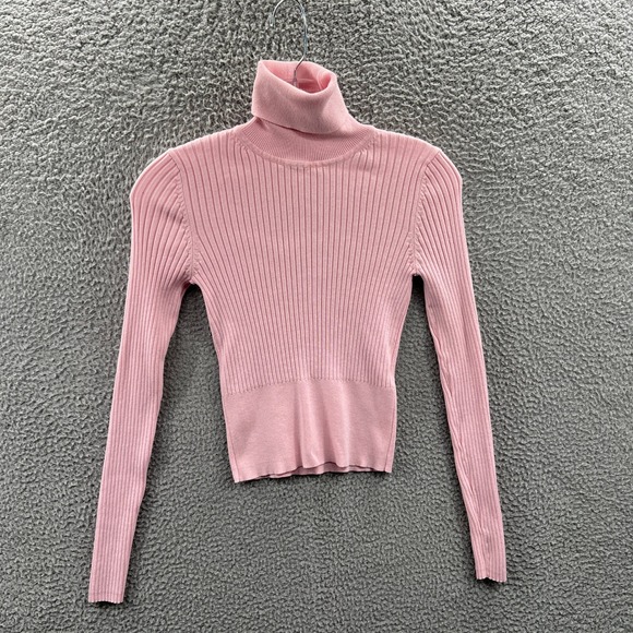 Zara Sweaters - Zara Womens Ribbed Turtleneck Crop Sweater S Pink Fitted Balletcore Clean Girl